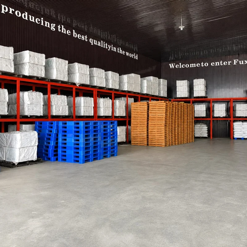 FSX Chemical finished goods warehouse with packed CMC products on pallets