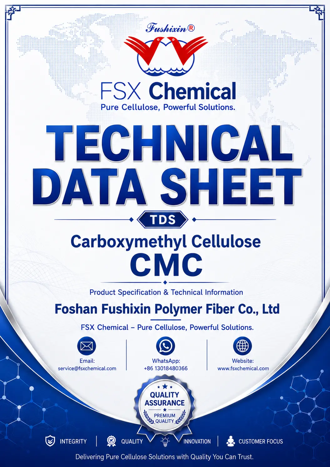 Carboxymethyl Cellulose CMC technical data sheet cover from FSX Chemical