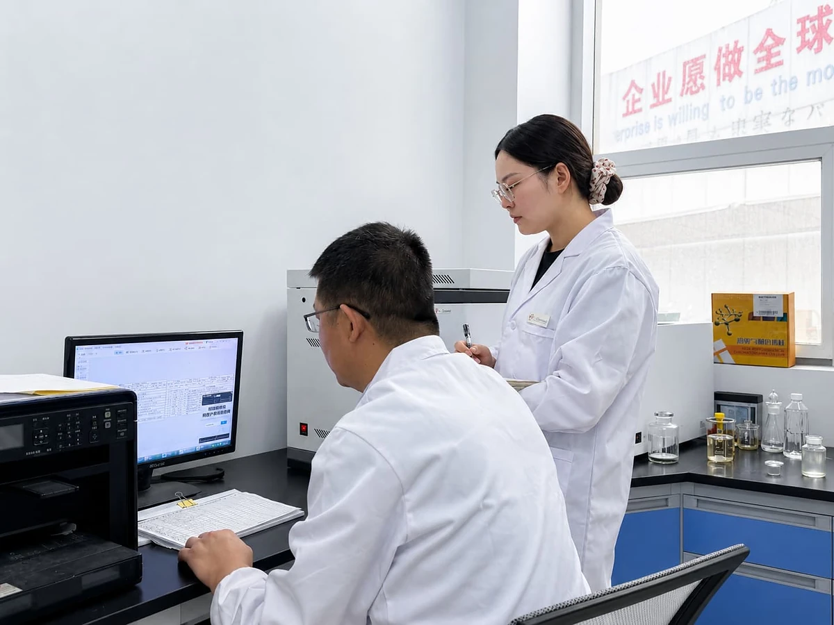FSX Chemical after-sales quality review with laboratory test records and technical follow-up