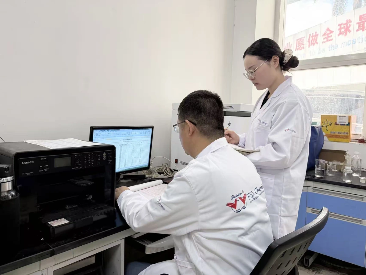 FSX Chemical after-sales quality review with laboratory test records and technical follow-up