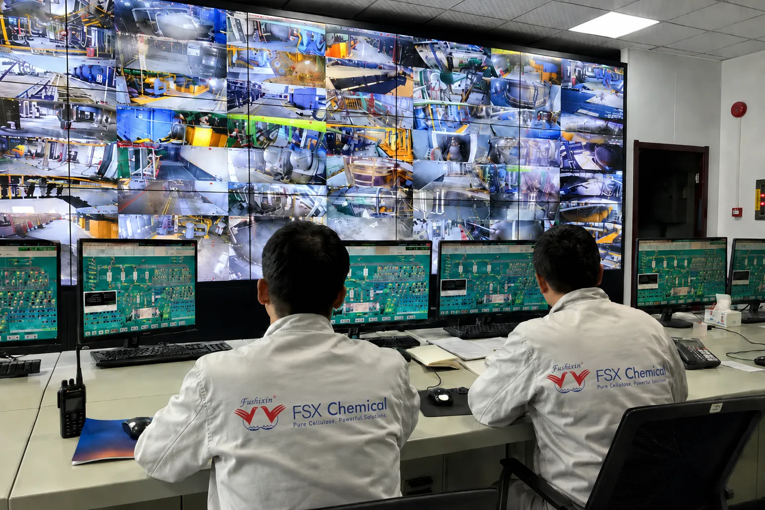 Salle centralisée de surveillance et de contrôle de la production chez FSX Chemical