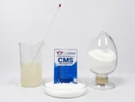 Poudre d'amidon carboxyméthylique (CMS) et échantillon de solution en bécher pour les essais d'impression textile