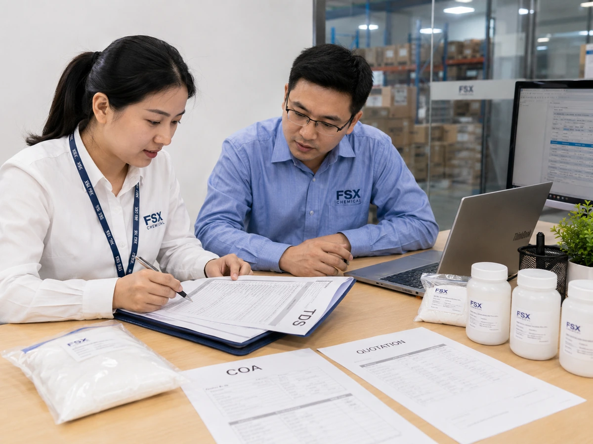 FSX Chemical team reviewing RFQ details for chemical product quotation preparation