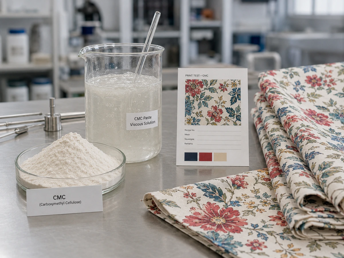 FSX Chemical CMC application for textile printing paste, viscosity control and printed fabric testing