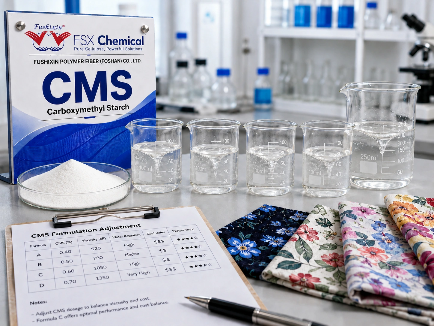 Comparaison des échantillons FSX Chemical CMS et des TDS pour la mise en correspondance avec la qualité du fournisseur actuel