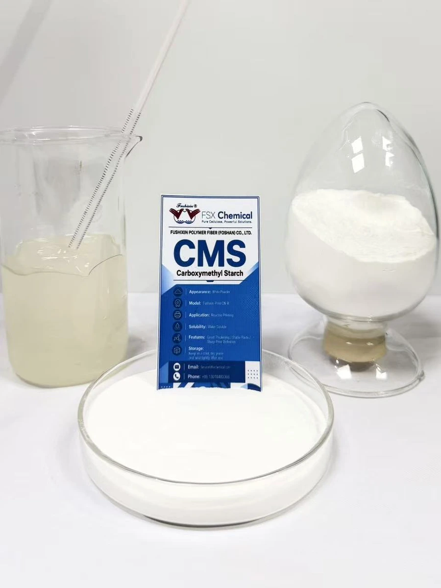 CMS powder and prepared stock paste for textile printing thickener application