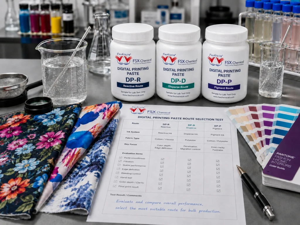 Digital printing paste DP-R DP-D and DP-P route selection test for textile printing