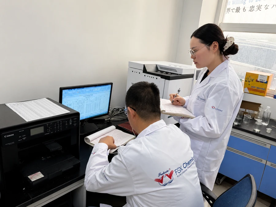 FSX technical team discussing research goal and test data in laboratory