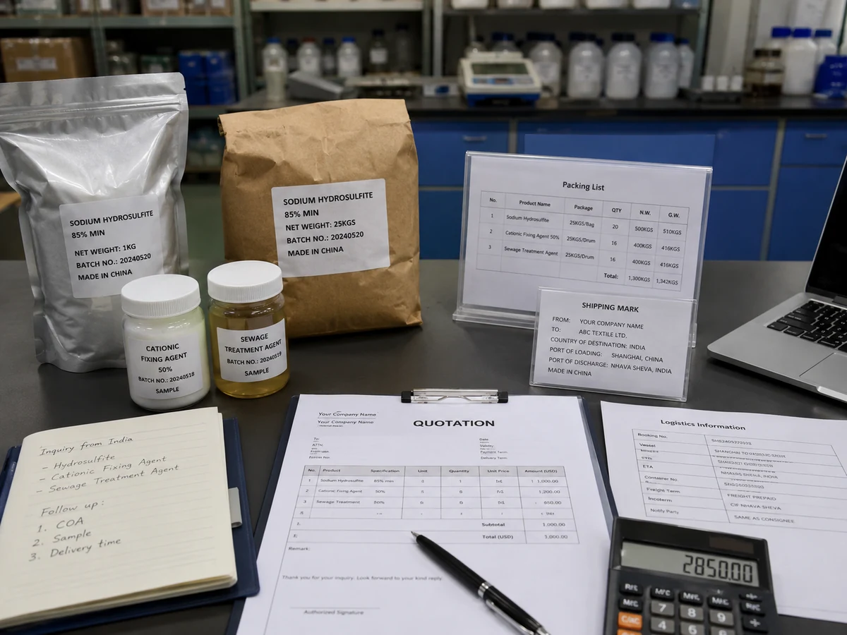 FSX Chemical request a quote service with product samples, quotation documents and logistics information