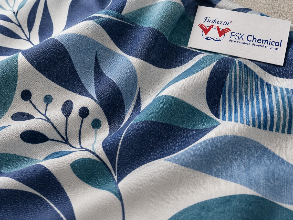 Kain poliester dengan motif cetak pewarna dispersi